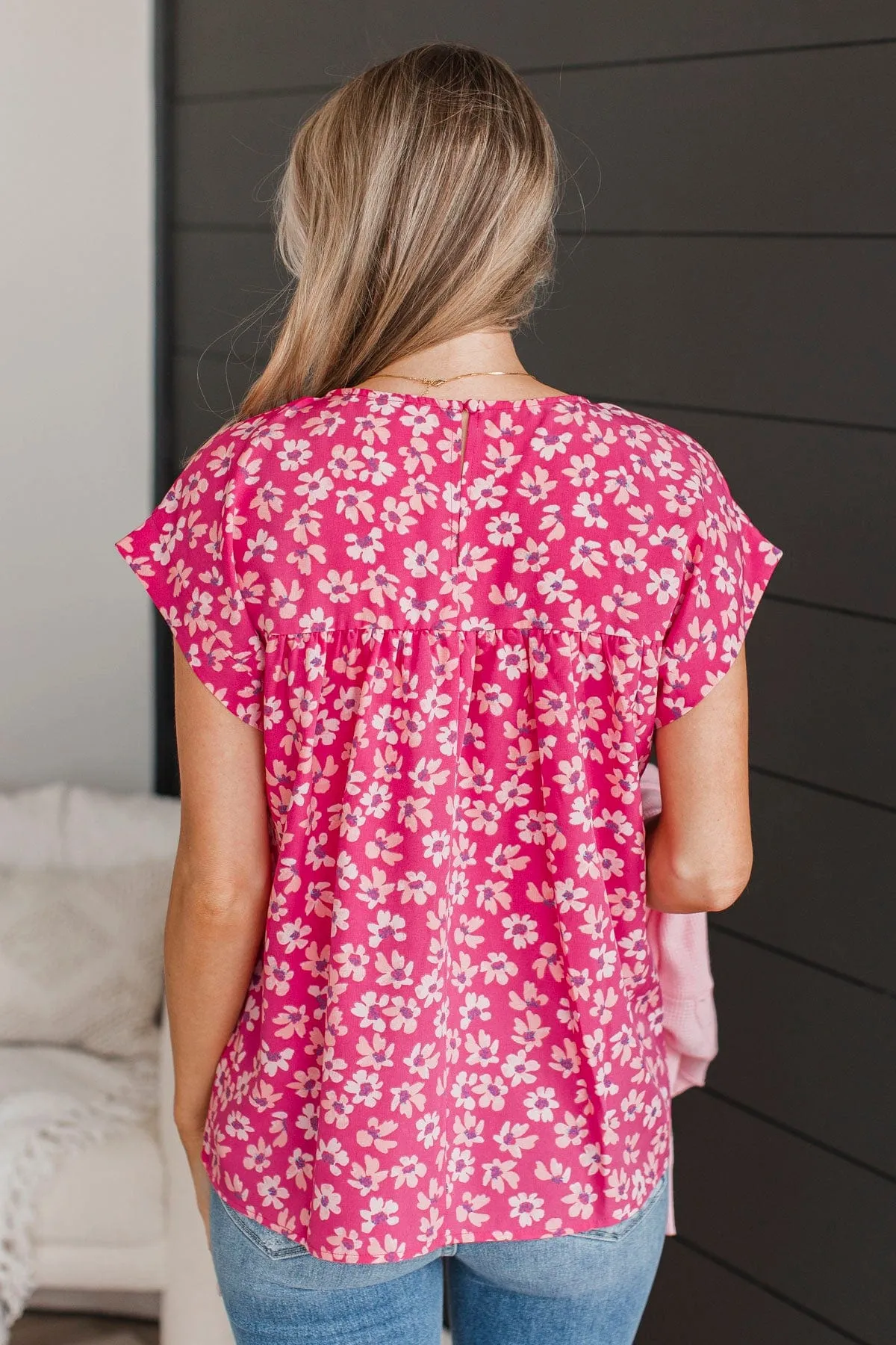 Adore Your Attention Floral Blouse- Hot Pink