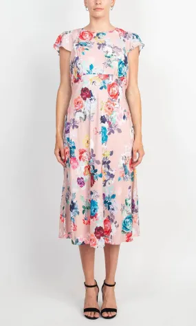 Adrianna Papell AP1D104619 - Floral Jewel Neck Casual Dress