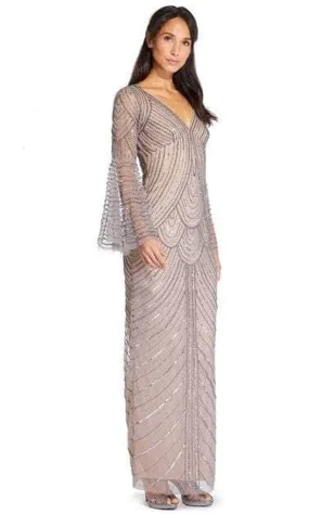 Adrianna Papell AP1E205923 - Long Bell Sleeve V-Neck Evening Dress