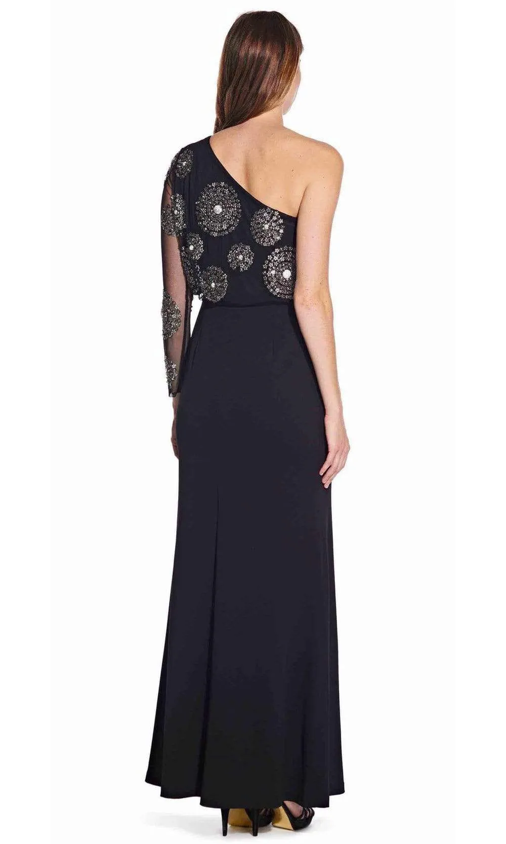 Adrianna Papell - AP1E206525 Embellished Asymmetric Trumpet Dress