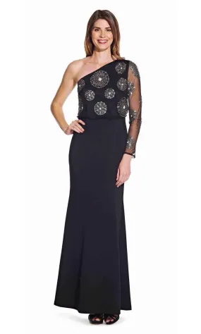 Adrianna Papell - AP1E206525 Embellished Asymmetric Trumpet Dress