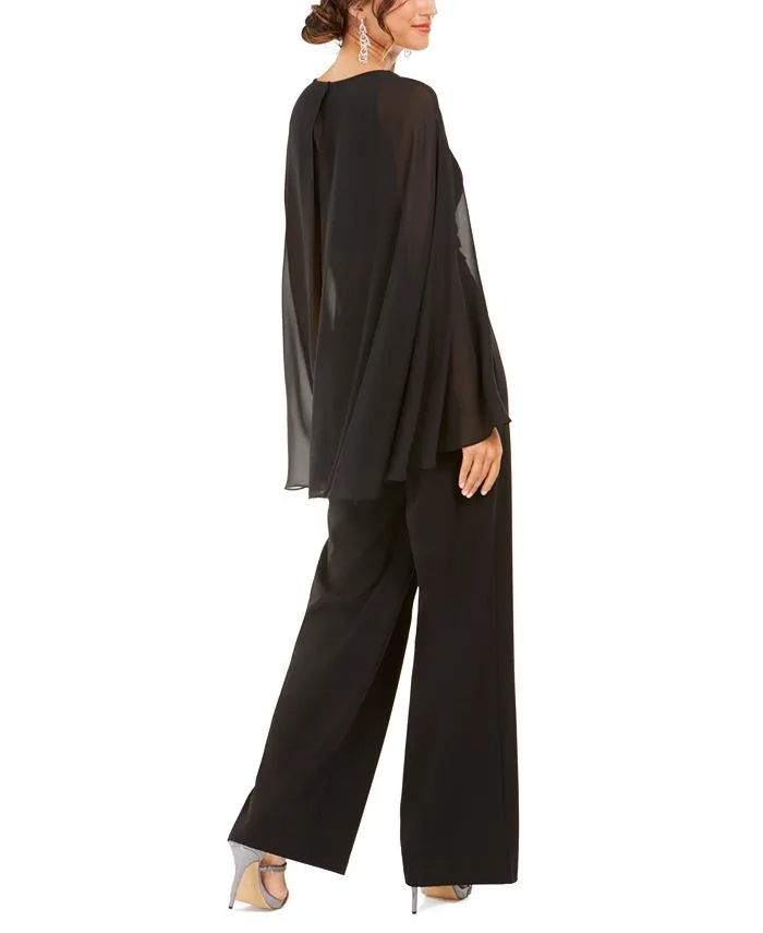 Adrianna Papell Women's Satin Cape Jumpsuit Black Size 8