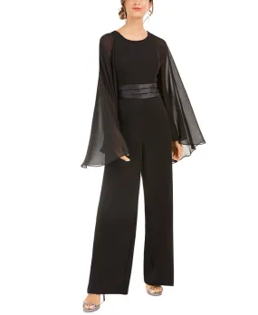 Adrianna Papell Women's Satin Cape Jumpsuit Black Size 8