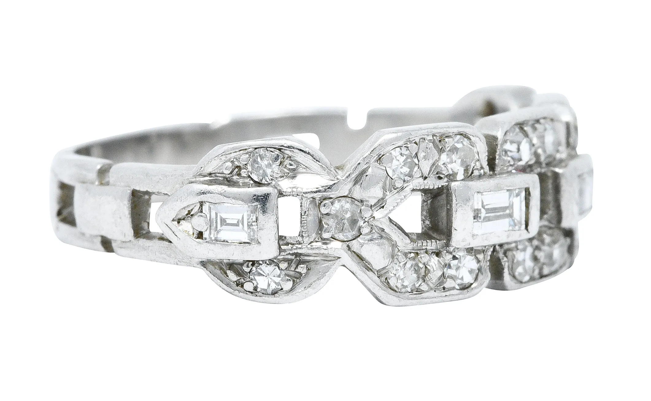 Art Deco 0.60 CTW Diamond Platinum Buckle Band Ring