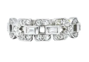 Art Deco 0.60 CTW Diamond Platinum Buckle Band Ring