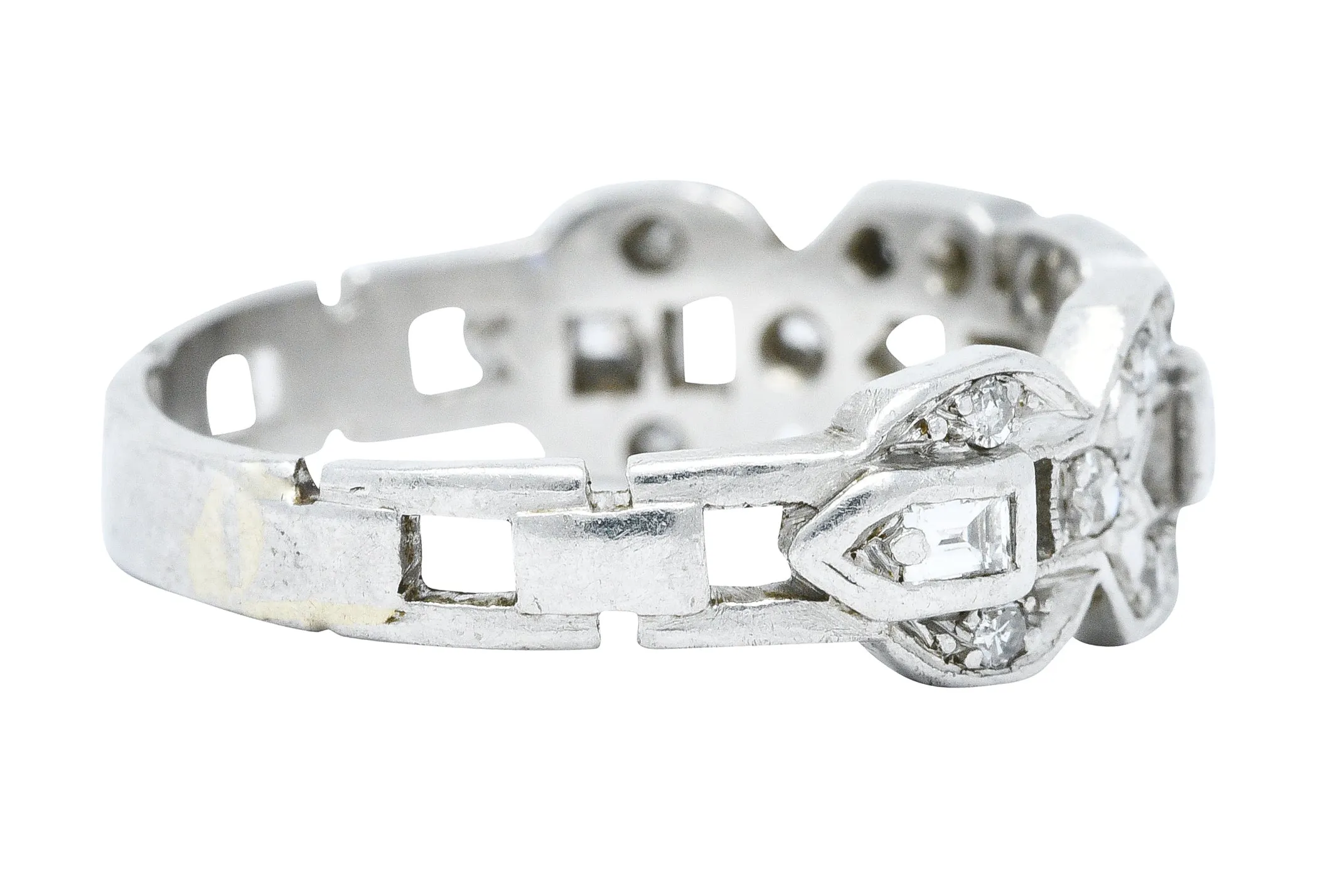 Art Deco 0.60 CTW Diamond Platinum Buckle Band Ring