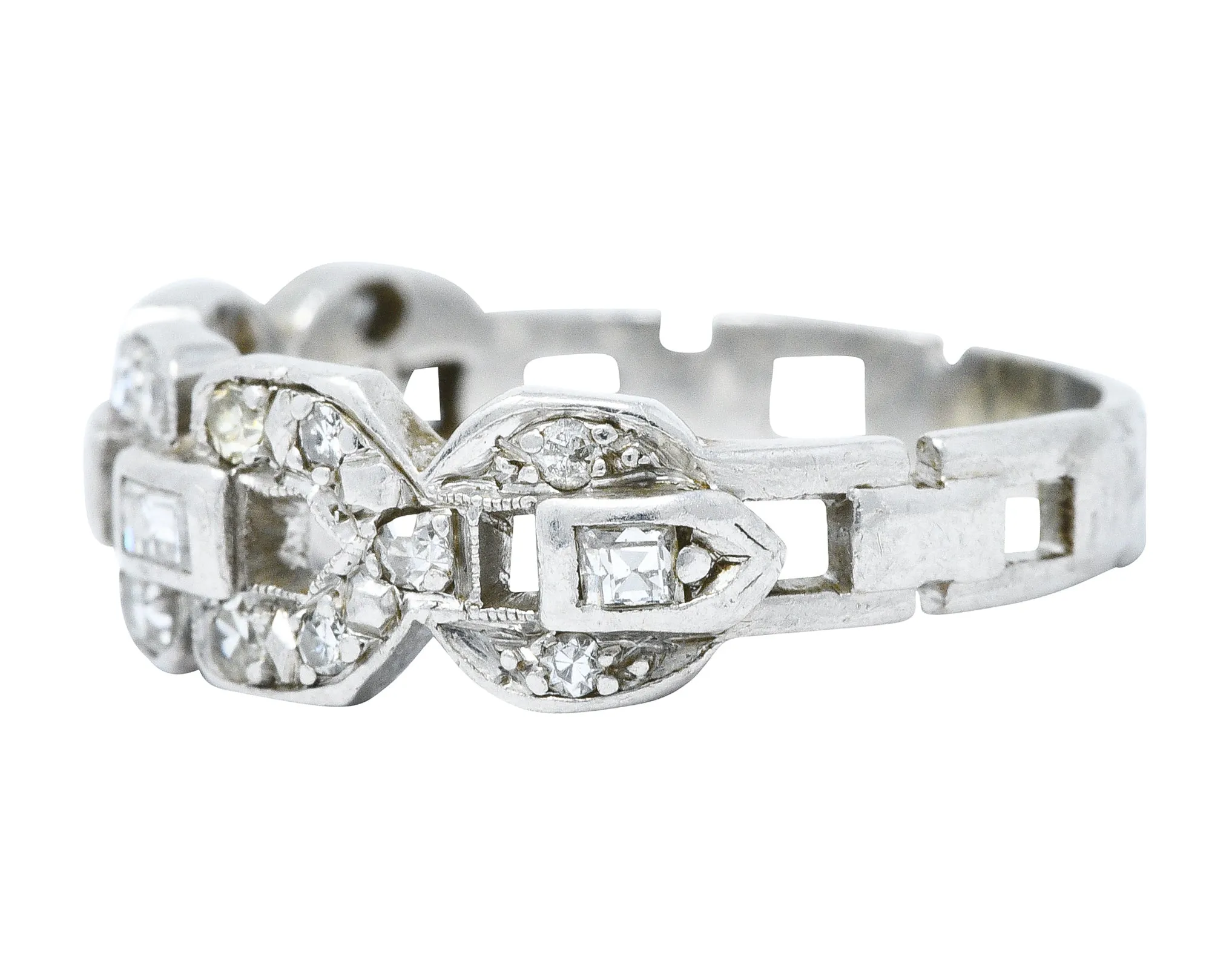 Art Deco 0.60 CTW Diamond Platinum Buckle Band Ring