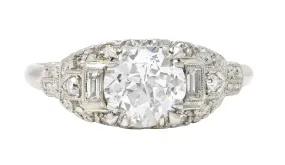 Axel Bros. Art Deco 1.35 CTW Old European Cut Diamond Platinum Stepped Orange Blossom Engagement Ring