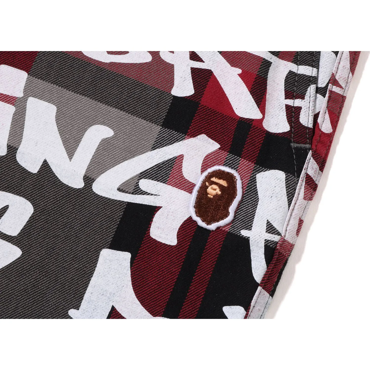 BAPE GRAFFITI CHECK ONE POINT RELAXED FIT PANTS MENS