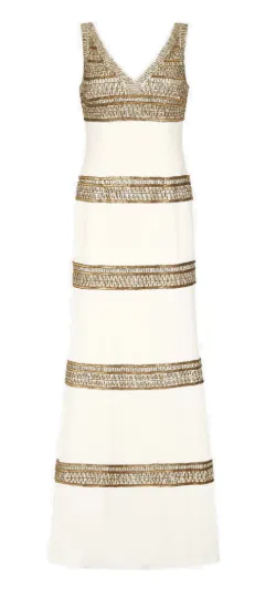 Beaded Long Ivory Dress