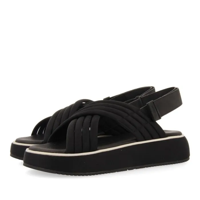 BLACK SPORTS SANDALS WITH PLATFORM FOR WOMEN BRYHER