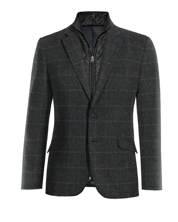  Blazer azul de tweed a cuadros slim fit