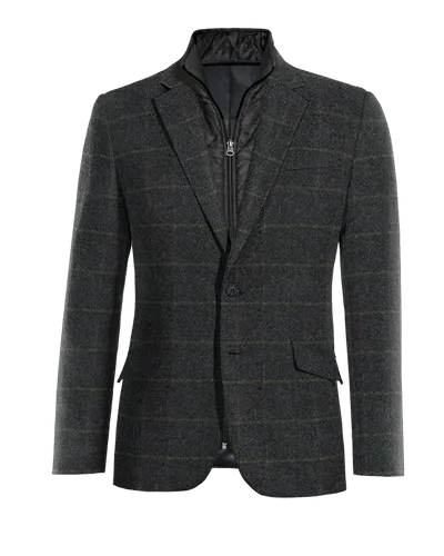  Blazer azul de tweed a cuadros slim fit