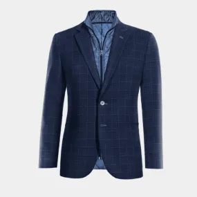  Blazer azul marino a cuadros slim fit con pieza gilet