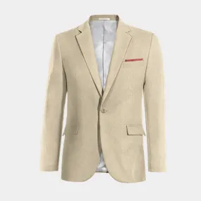  Blazer beige de lino esencial de 1 botón