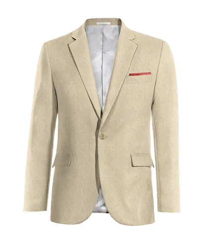  Blazer beige de lino esencial de 1 botón