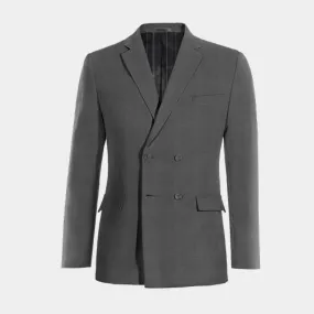  Blazer cruzada gris de Lana pura super 100s