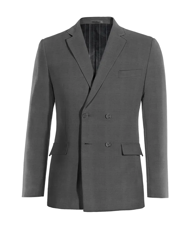  Blazer cruzada gris de Lana pura super 100s