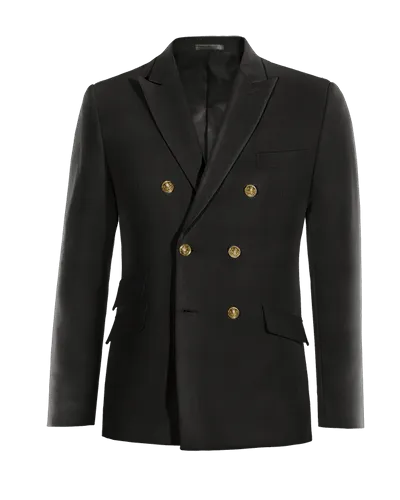  Blazer cruzada negro rojizo solapa en pico de entretiempo