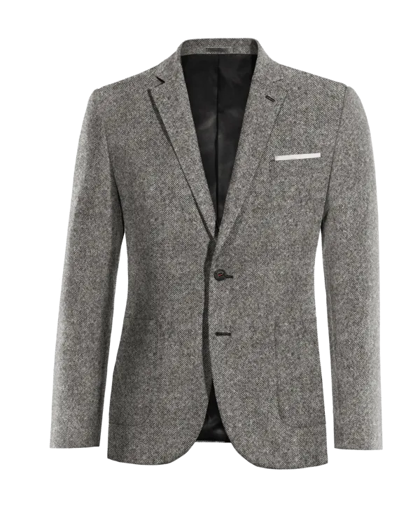  Blazer gris claro de donegal tweed slim fit