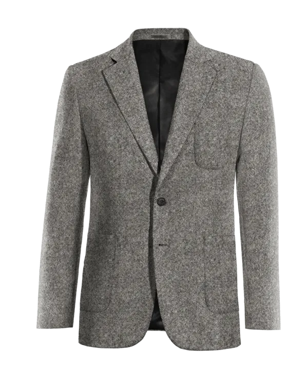  Blazer gris claro de donegal tweed solapa ancha