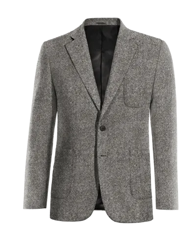  Blazer gris claro de donegal tweed solapa ancha