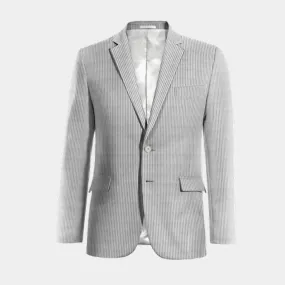  Blazer gris claro de seersucker a rayas ligera