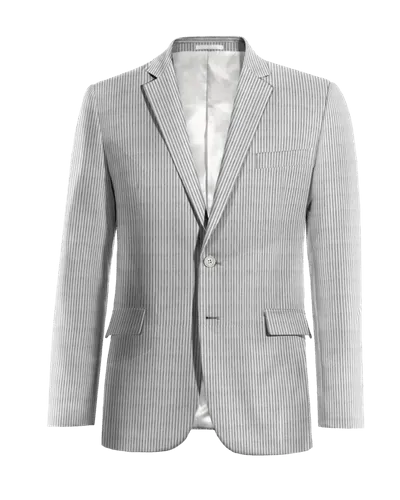  Blazer gris claro de seersucker a rayas ligera