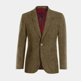  Blazer marrón de donegal tweed solapa redonda