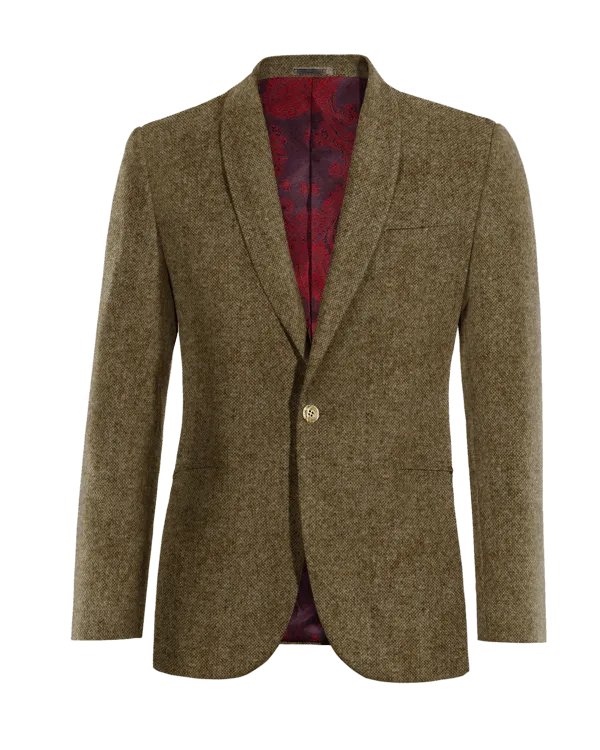  Blazer marrón de donegal tweed solapa redonda