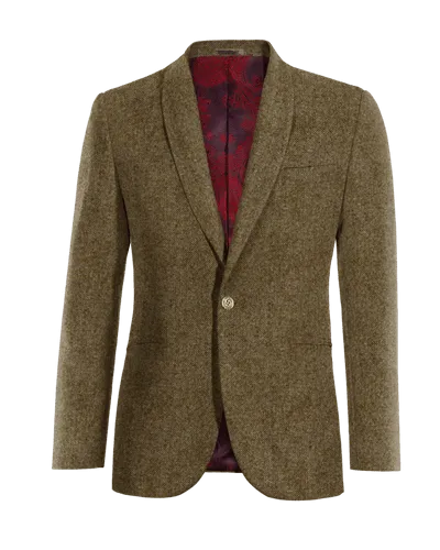  Blazer marrón de donegal tweed solapa redonda