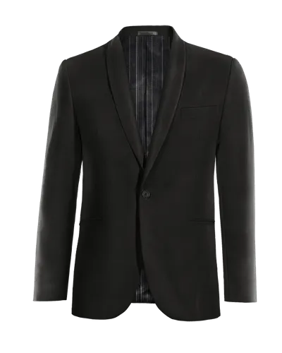  Blazer negro rojizo solapa redonda esencial de 1 botón