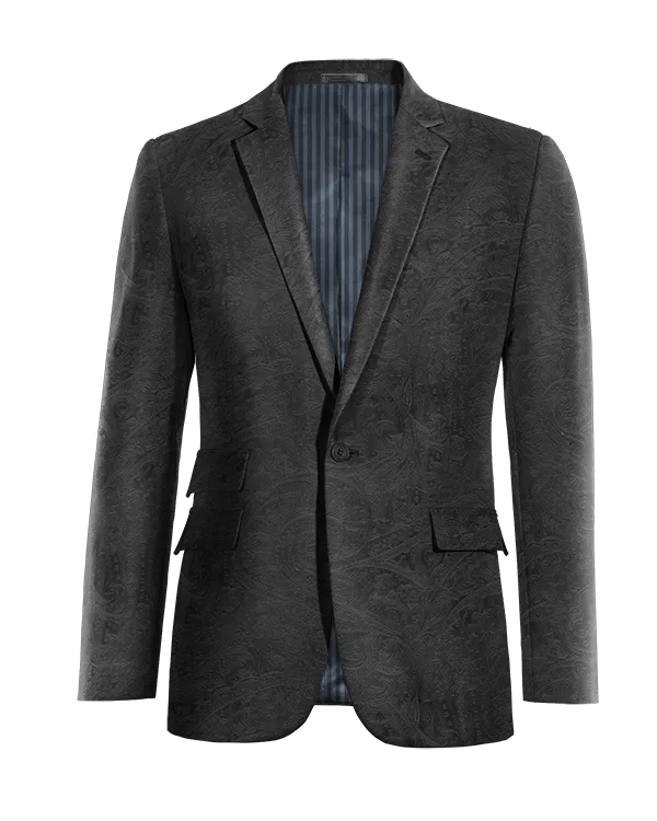  Blazer negro Ónix de terciopelo paisley edición limitada de 1 botón