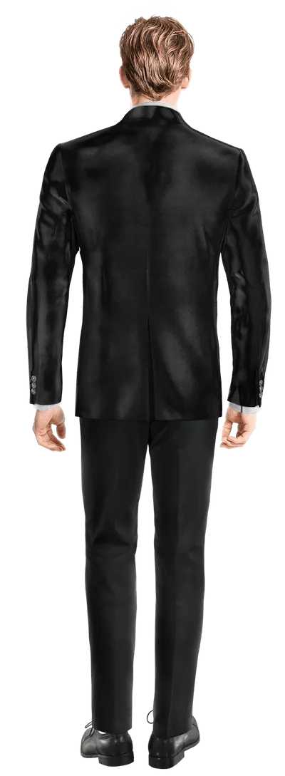  Blazer negro Ónix de terciopelo solapa ancha slim fit