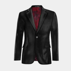  Blazer negro Ónix de terciopelo solapa ancha slim fit