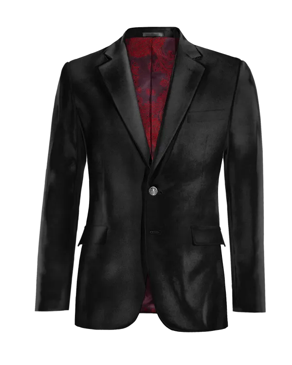  Blazer negro Ónix de terciopelo solapa ancha slim fit