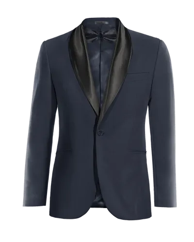  Blazer Tuxedo azul marino solapa ancha esencial de 1 botón