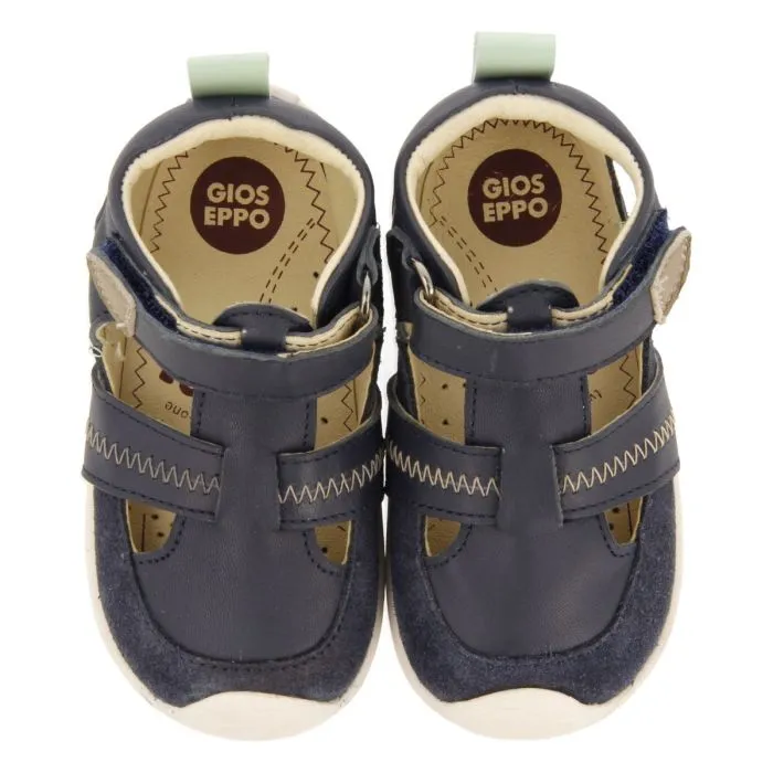 BLUE NAVY LEATHER BABY SANDALS CANGREJERAS STYLE WITH COLOR ACCENTS SLLOVE