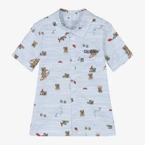 Boys Blue & White Cotton Bears Shirt