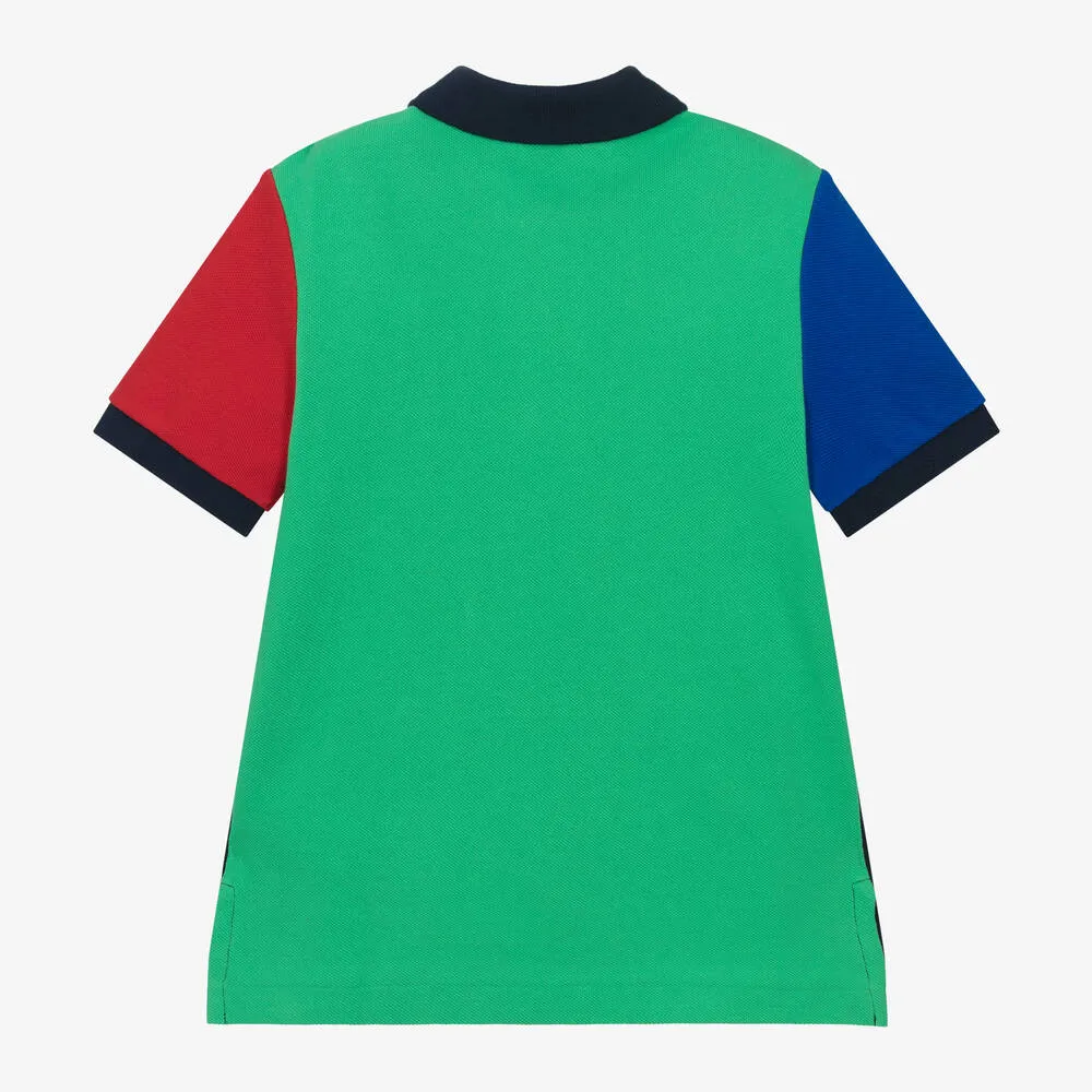 Boys Blue Colourblock Cotton Polo Shirt