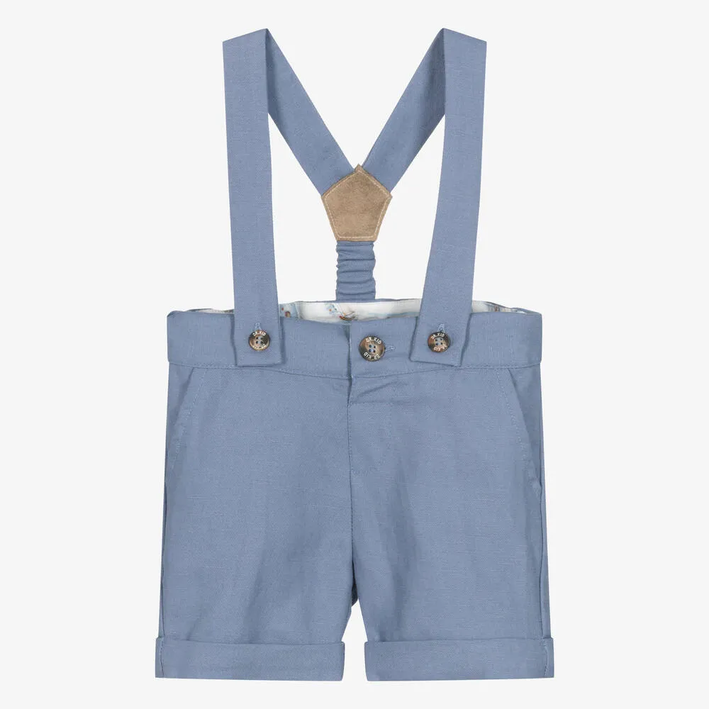 Boys Blue Cotton & Linen Shorts