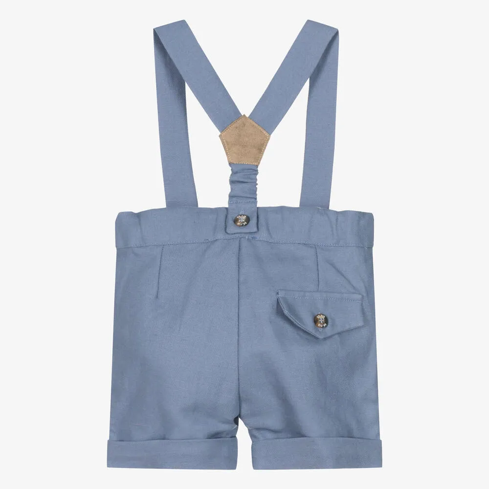 Boys Blue Cotton & Linen Shorts