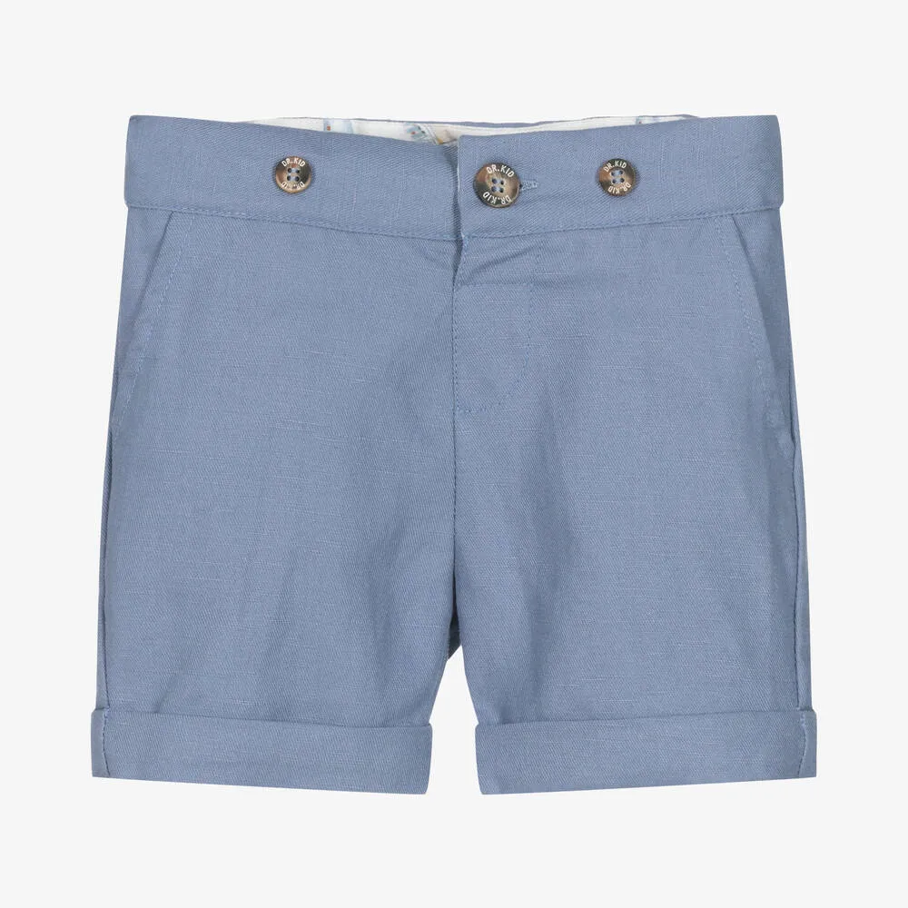 Boys Blue Cotton & Linen Shorts