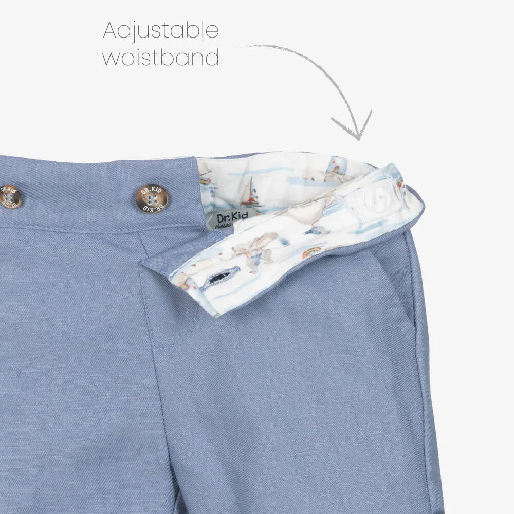 Boys Blue Cotton & Linen Shorts