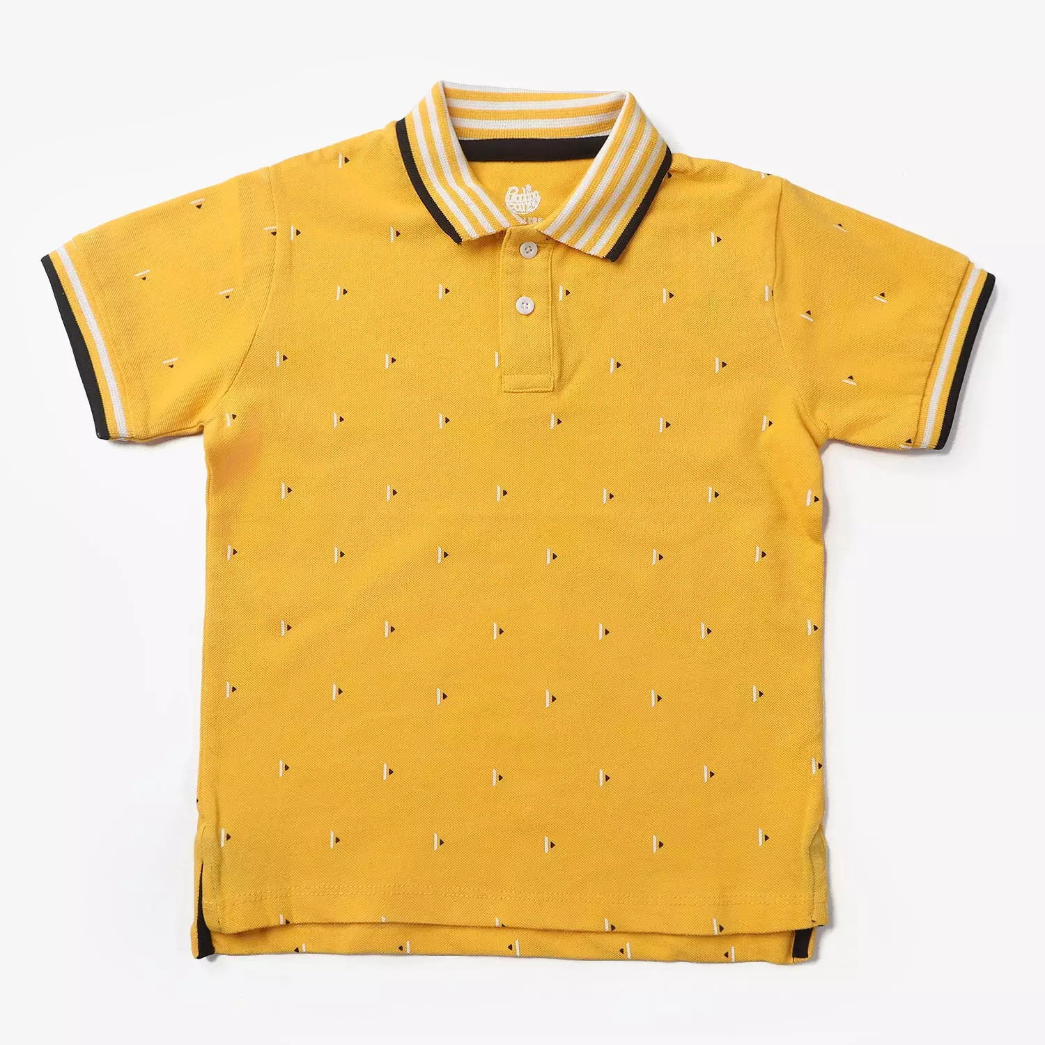 Boys Cotton PK Polo Triangles-Yellow