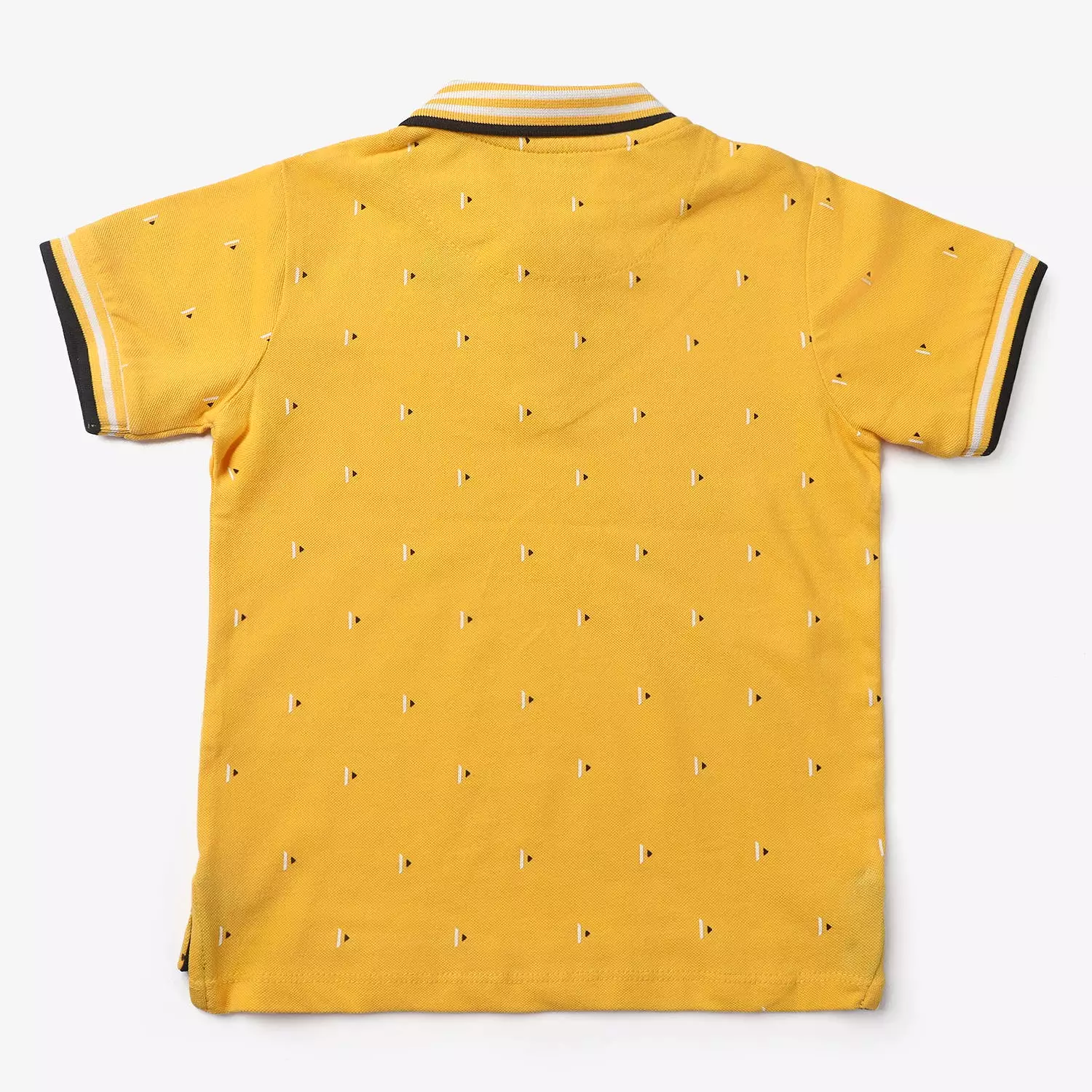 Boys Cotton PK Polo Triangles-Yellow