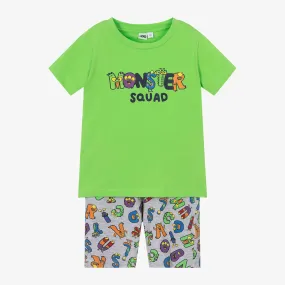 Boys Green Cotton Monster Short Pyjamas