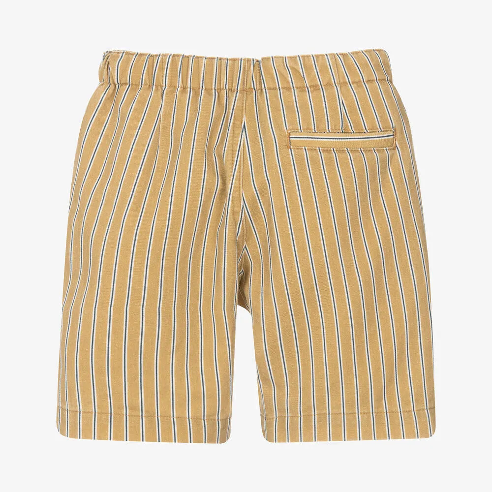 Boys Mustard Yellow Striped Cotton Shorts