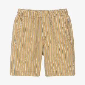 Boys Mustard Yellow Striped Cotton Shorts