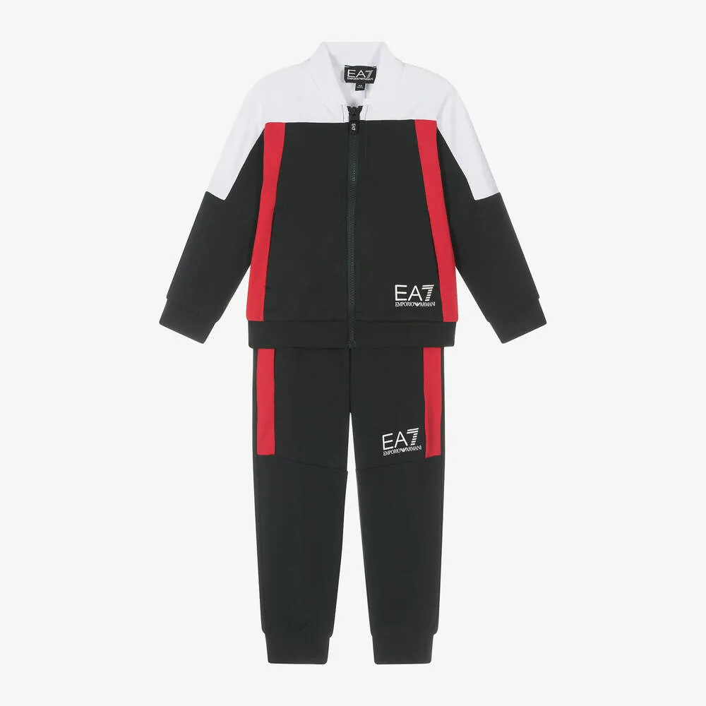 Boys Navy Blue & Red Cotton Tracksuit